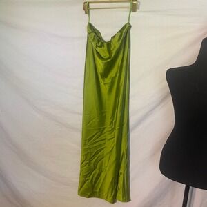 Runaway The Label Lime Green Satin Maxi Skirt Size S NWT Australian Design